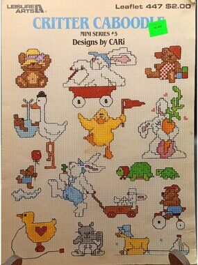 Vintage Critter Caboodle Mini Series #5 Cross-Stitch Pattern Leaflet By Leisure